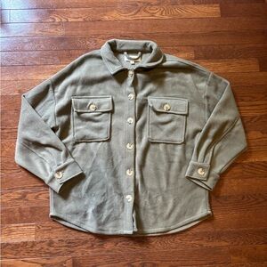 Hippie Rose Sage Green Button-Up Shacket Jacket
